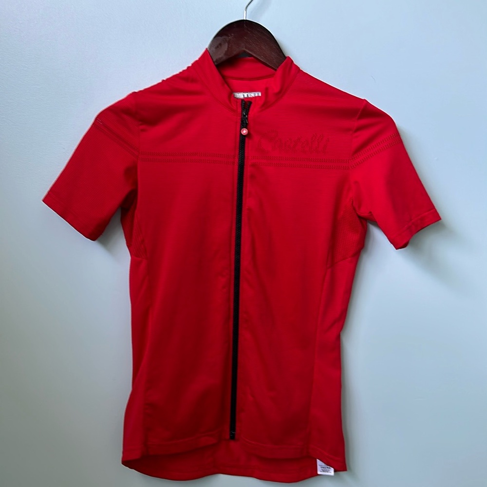 Red cycling or running jersey
